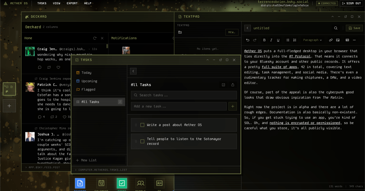 Aether OS: un escritorio completo en el navegador conectado al AT Protocol