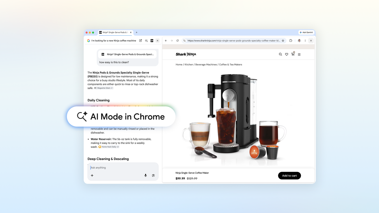 Chrome lanza AI Mode para navegar lado a lado con resultados de búsqueda