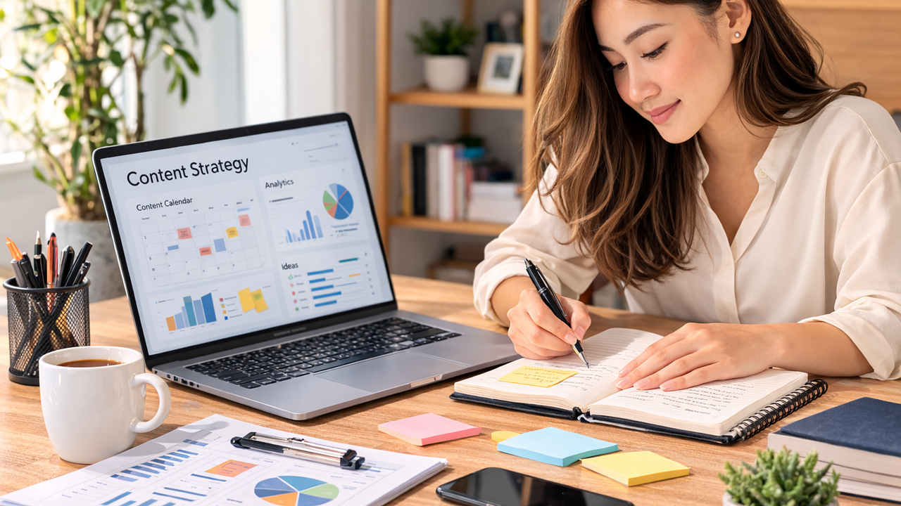 digital marketing, content strategy, content planning, marketing strategy, content marketing, digital marketer, online marketing, social media marketing, laptop workspace, business planning, freelancer workspace, remote work, home office, modern workspace, productivity, creative professional, marketing professional, work from home, online business, marketing dashboard, entrepreneur workspace, marketing analysis, professional workspace, generated