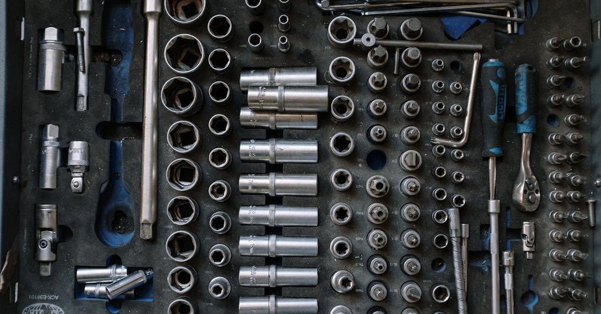 Flat lay of a complete toolset neatly organized in a workshop setting, essential for auto repair tasks.