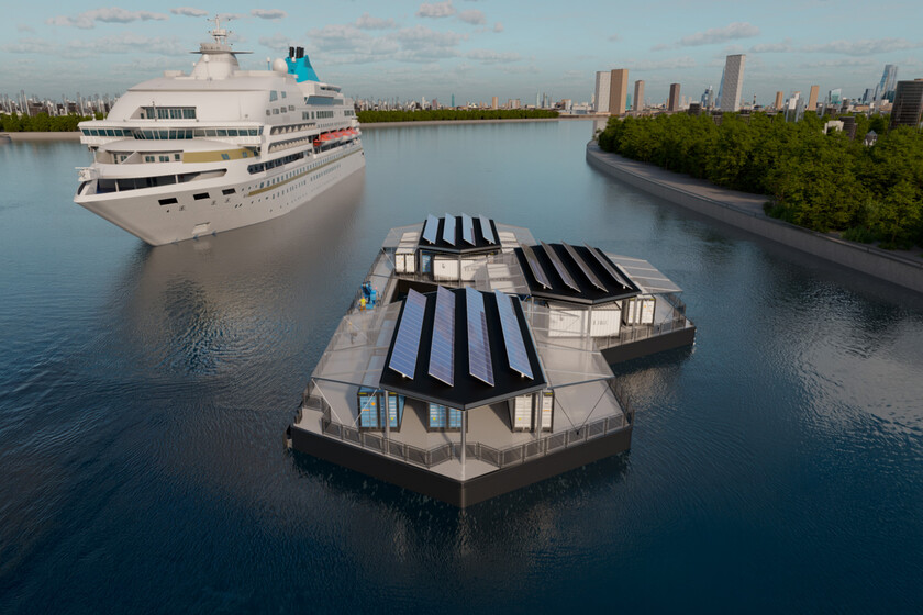 Megacentral flotante de hidrógeno busca evitar el colapso eléctrico en puertos
